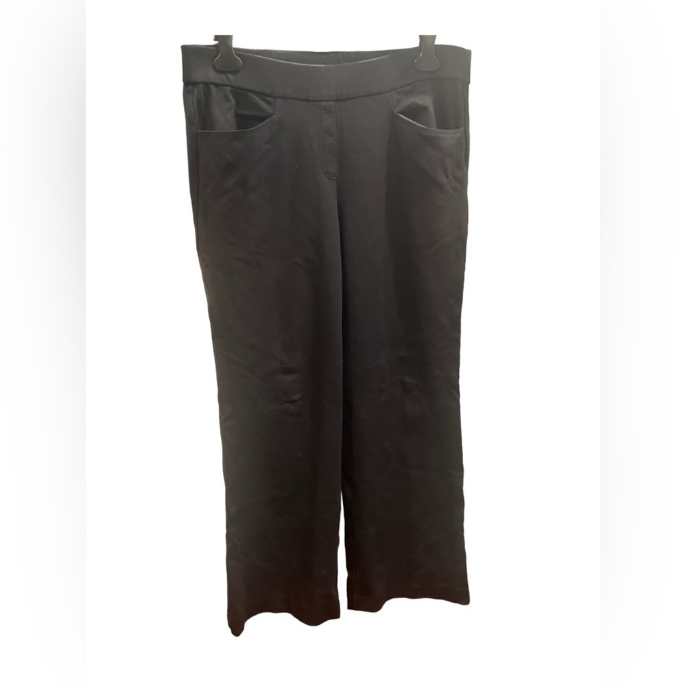 Lane Bryant Black Ponte Knit Straight Leg Pull On Dress Pants 14/16 Regular